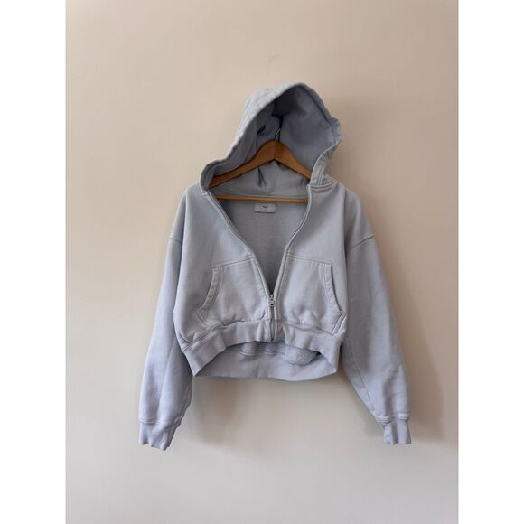 Tna Sky Blue Cropped Zipped Hoodie Size Small - Picture 2 of 8